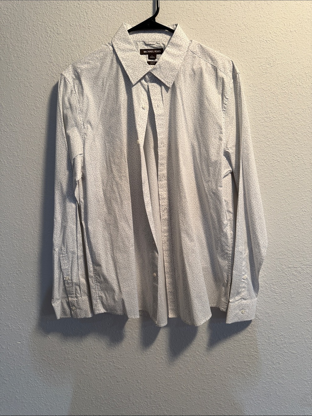 Michael Kors Men's Light Blue Print Microprint Dress Shirt